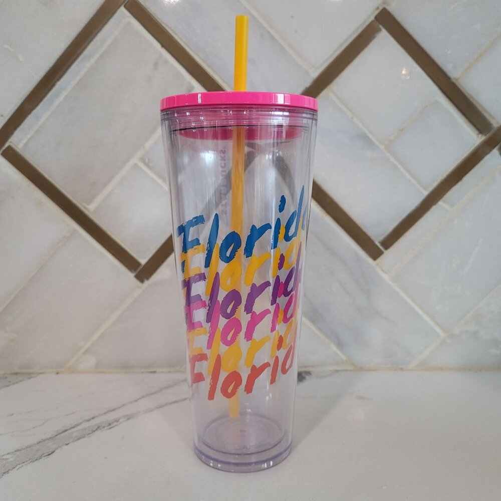 Starbucks Florida 24 fl oz. Cold Cup Tumbler w/ Reusable Straw BPA Free Rare